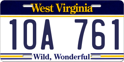 WV license plate 1OA761