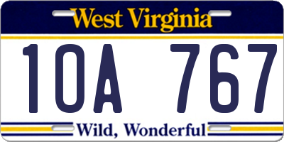 WV license plate 1OA767