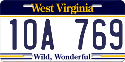 WV license plate 1OA769