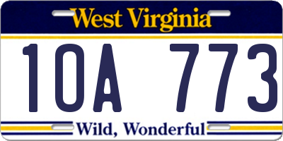 WV license plate 1OA773