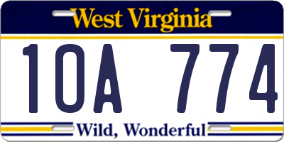 WV license plate 1OA774