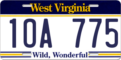 WV license plate 1OA775