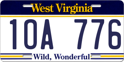 WV license plate 1OA776