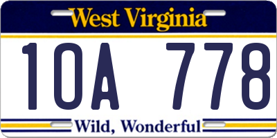 WV license plate 1OA778