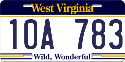 WV license plate 1OA783