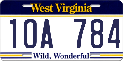 WV license plate 1OA784