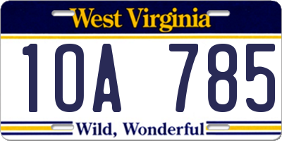 WV license plate 1OA785