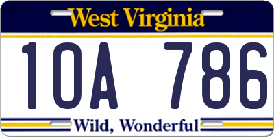WV license plate 1OA786
