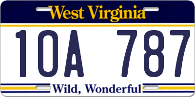 WV license plate 1OA787