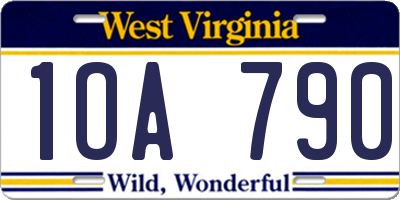 WV license plate 1OA790