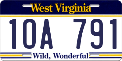 WV license plate 1OA791