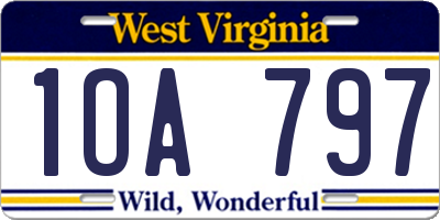 WV license plate 1OA797