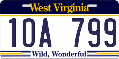 WV license plate 1OA799