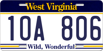 WV license plate 1OA806