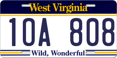 WV license plate 1OA808