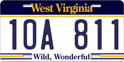 WV license plate 1OA811