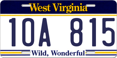 WV license plate 1OA815