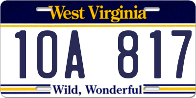 WV license plate 1OA817