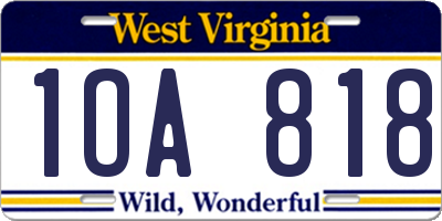 WV license plate 1OA818