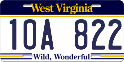 WV license plate 1OA822
