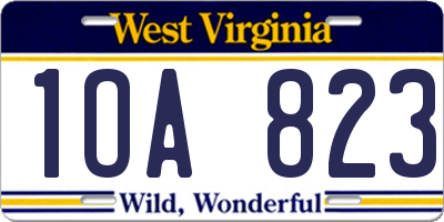 WV license plate 1OA823