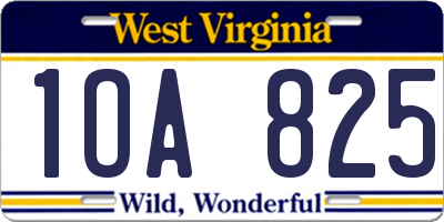 WV license plate 1OA825