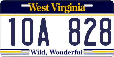 WV license plate 1OA828