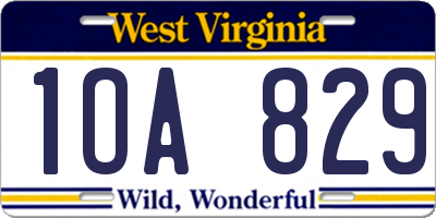 WV license plate 1OA829