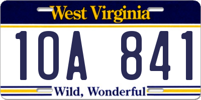 WV license plate 1OA841