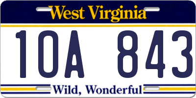 WV license plate 1OA843