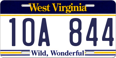 WV license plate 1OA844
