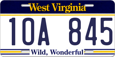WV license plate 1OA845