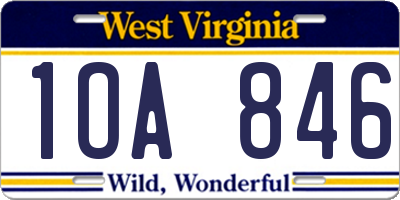 WV license plate 1OA846