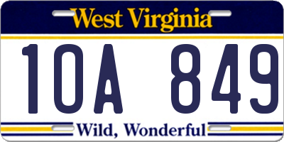WV license plate 1OA849