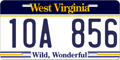 WV license plate 1OA856