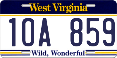WV license plate 1OA859