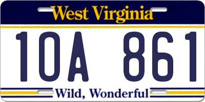 WV license plate 1OA861
