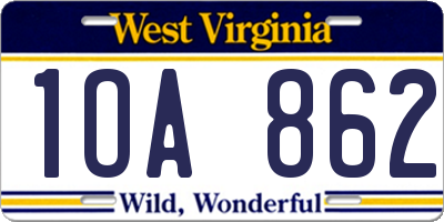 WV license plate 1OA862