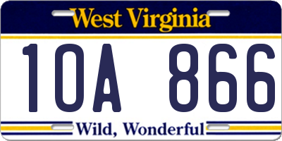 WV license plate 1OA866