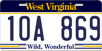 WV license plate 1OA869