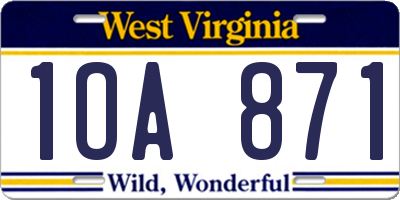 WV license plate 1OA871