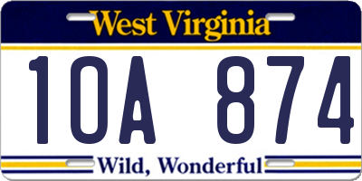 WV license plate 1OA874