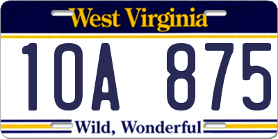 WV license plate 1OA875
