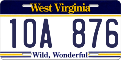 WV license plate 1OA876