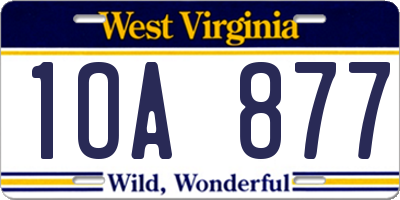 WV license plate 1OA877