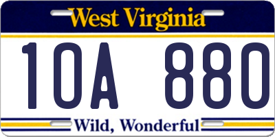 WV license plate 1OA880