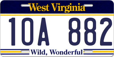 WV license plate 1OA882