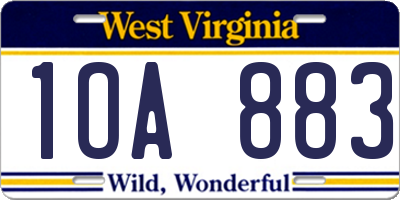 WV license plate 1OA883