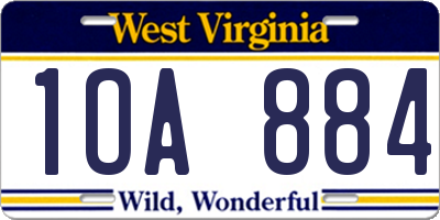 WV license plate 1OA884