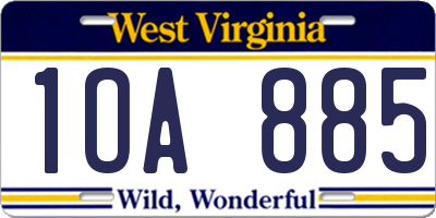 WV license plate 1OA885